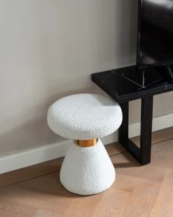 RICHMOND Pouf Ibet Ø40 Bouclé - Blanc/or -Meubles Tables Et Chaises Shop 50 d7ed