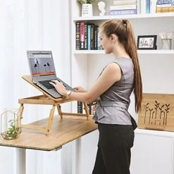 Songmics Bureau Pliable En Bambou, 55x35x29cm, 10cm D'allongement Des Jambes -Meubles Tables Et Chaises Shop 51Z4GCnhjbL. SL500 850f