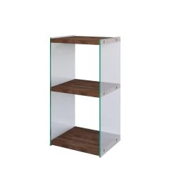 Bibliothèque Locelso En Noyer | Cadre En Bois Massif | Verre Trempé | 100% Pin | 40x80x35 -Meubles Tables Et Chaises Shop 552NOS1301 20 204 f49e