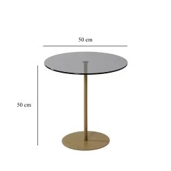 Locelso" Table D'appoint | Verre Et Métal | L50xH50xP50 | Or Gris Foncé -Meubles Tables Et Chaises Shop 552NOS1461 20 205 7bc0