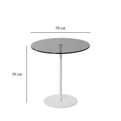 Table D'appoint Locelso - 100% Verre Et Structure Métallique - 50x50x50 Cm - Blanc Gris Foncé -Meubles Tables Et Chaises Shop 552NOS1464 20 205 8948