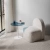 Table D'appoint Locelso | 100% Verre Trempé | 100% Cadre Métallique | Blanc Bleu