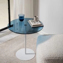 Table D'appoint Locelso | 100% Verre Trempé | 100% Cadre Métallique | Blanc Bleu -Meubles Tables Et Chaises Shop 552NOS1466 20 203 e612