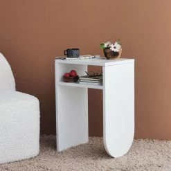 Locelso Side Table" | 18mm Thick | 40x59x30 Cm | White