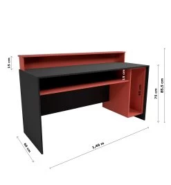 Bureau Gaming Beri 140cm - Rouge/noir -Meubles Tables Et Chaises Shop 5609875164760 7 64df