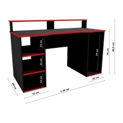 Bureau Gaming Seis 136cm - Noir/rouge -Meubles Tables Et Chaises Shop 5609875164791 4 f815