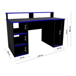 Bureau Gaming Seis 136cm - Noir/bleu 9 Bureau Gaming Seis 136cm - Noir/bleu -Meubles Tables Et Chaises Shop 5609875164807 4 87d3
