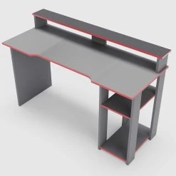 Bureau Gaming Farah 136cm - Graphite/rood -Meubles Tables Et Chaises Shop 5609875168553 2 333e