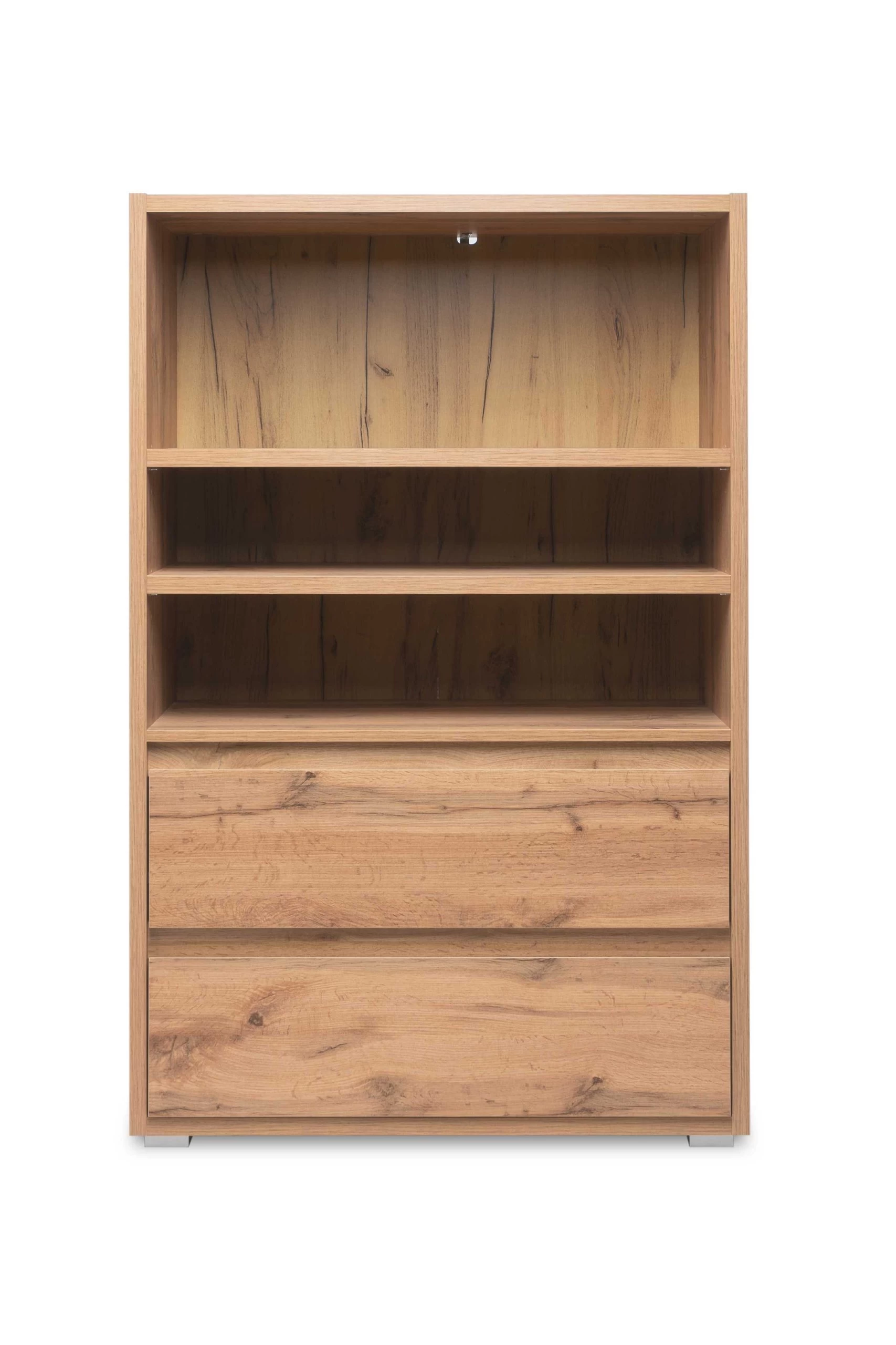 Etagère Image Large 2 Tablettes & 2 Tiroirs - Chêne 3 Etagère Image Large 2 Tablettes & 2 Tiroirs - Chêne – Image 3