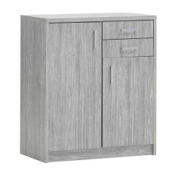 Commode Spacio 84cm 2 Portes/2 Tiroirs - Chêne Gris