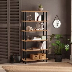 Dora Bookshelf | 100% Hornbeam Legs | 80cm X 168cm | Black Atlantic Pine