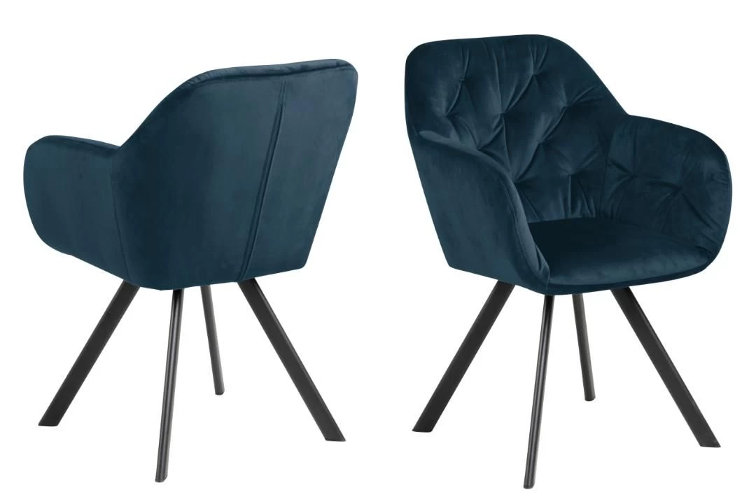 Chaise De Salle à Manger Pivotante Levon - Bleu Marine 4 Chaise De Salle à Manger Pivotante Levon - Bleu Marine – Image 4