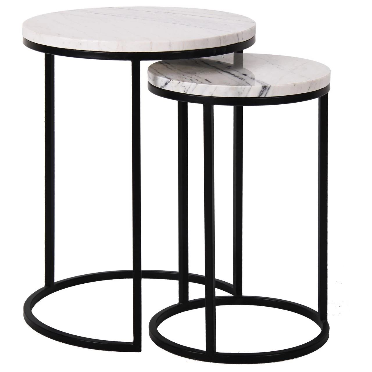 RICHMOND Lot De 2 Tables D'appoint Lexington 45x45cm - Blanc/noir 1 RICHMOND Lot De 2 Tables D'appoint Lexington 45x45cm - Blanc/noir