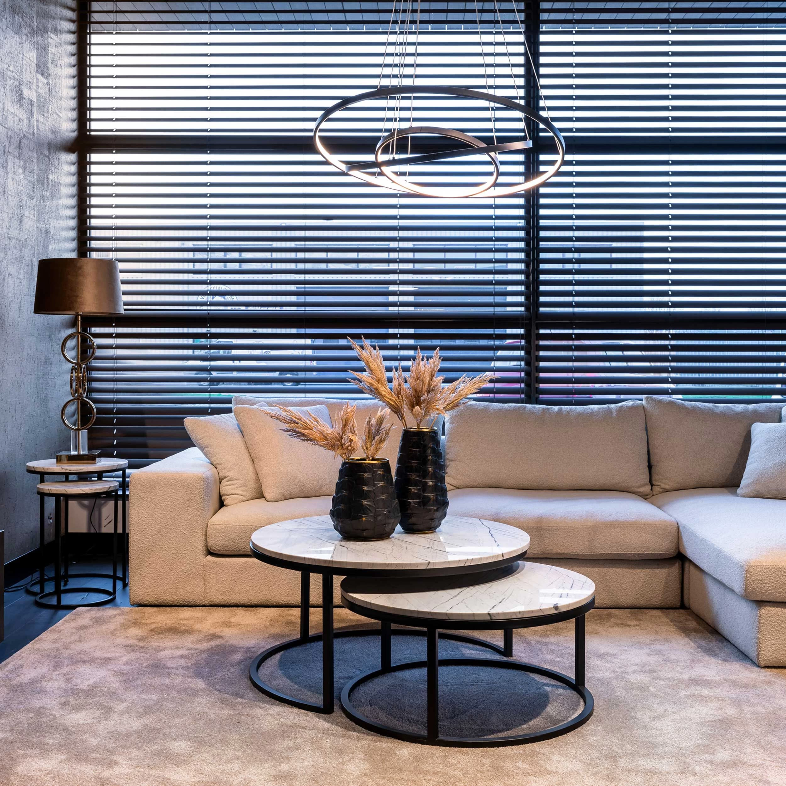 RICHMOND Lot De 2 Tables D'appoint Lexington 45x45cm - Blanc/noir 2 RICHMOND Lot De 2 Tables D'appoint Lexington 45x45cm - Blanc/noir – Image 2