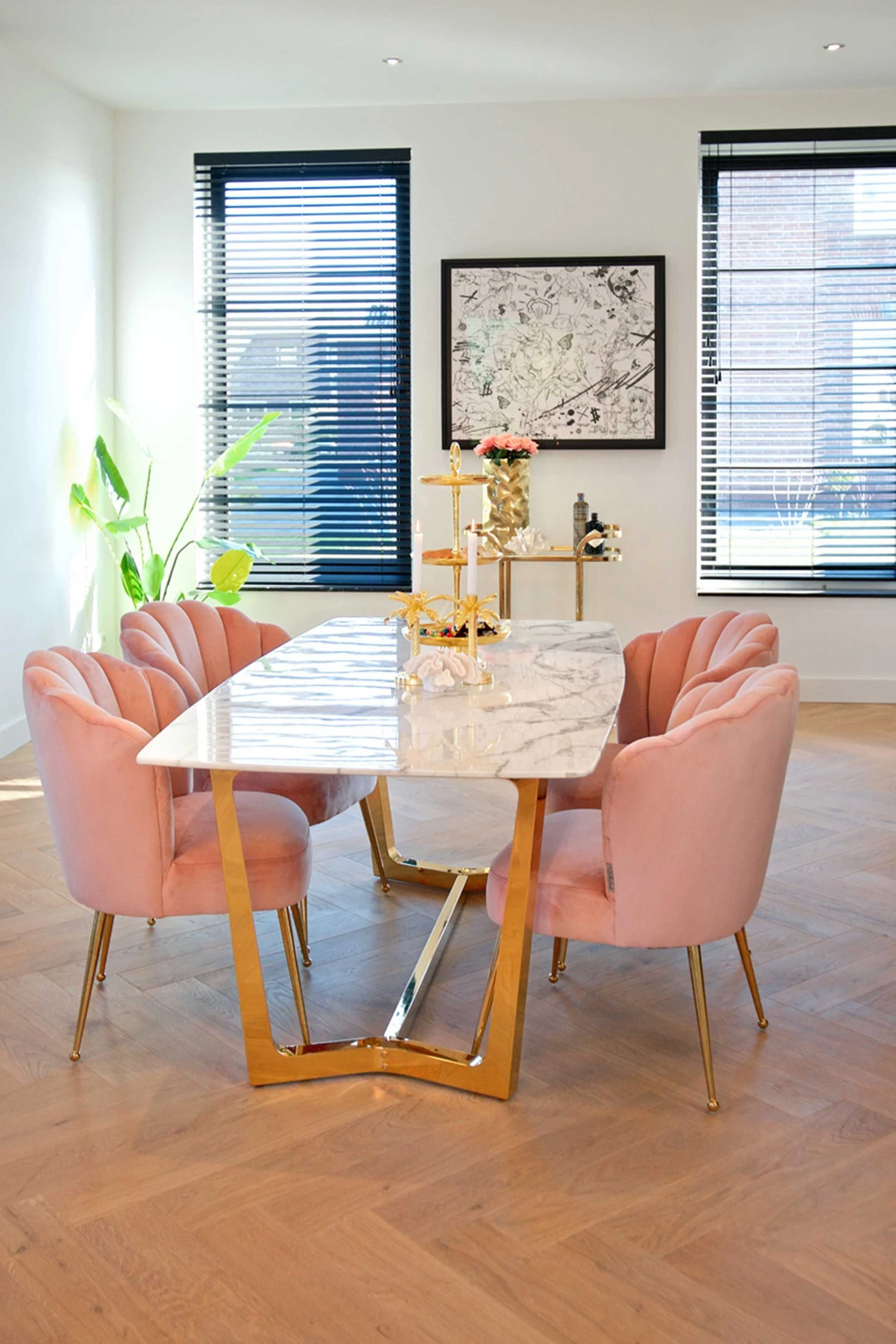 RICHMOND Chaise De Salle à Manger Chiesa Velours - Rose/or 4 RICHMOND Chaise De Salle à Manger Chiesa Velours - Rose/or – Image 4