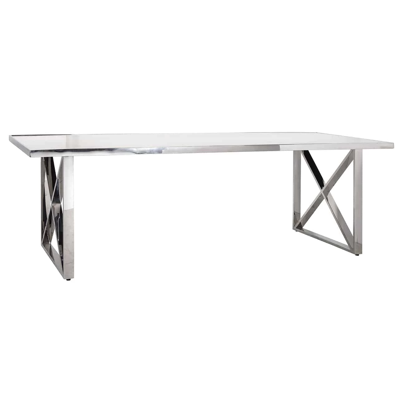 RICHMOND Table à Manger Levanto 240cm Avec Pied Croisé - Argent/blanc 8 RICHMOND Table à Manger Levanto 240cm Avec Pied Croisé - Argent/blanc – Image 8