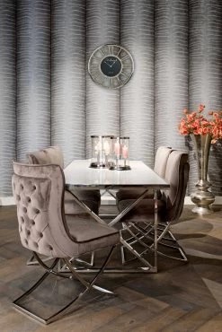 RICHMOND Table à Manger Levanto 240cm Avec Pied Croisé - Argent/blanc 11 RICHMOND Table à Manger Levanto 240cm Avec Pied Croisé - Argent/blanc -Meubles Tables Et Chaises Shop 7241 S4415 1 a665