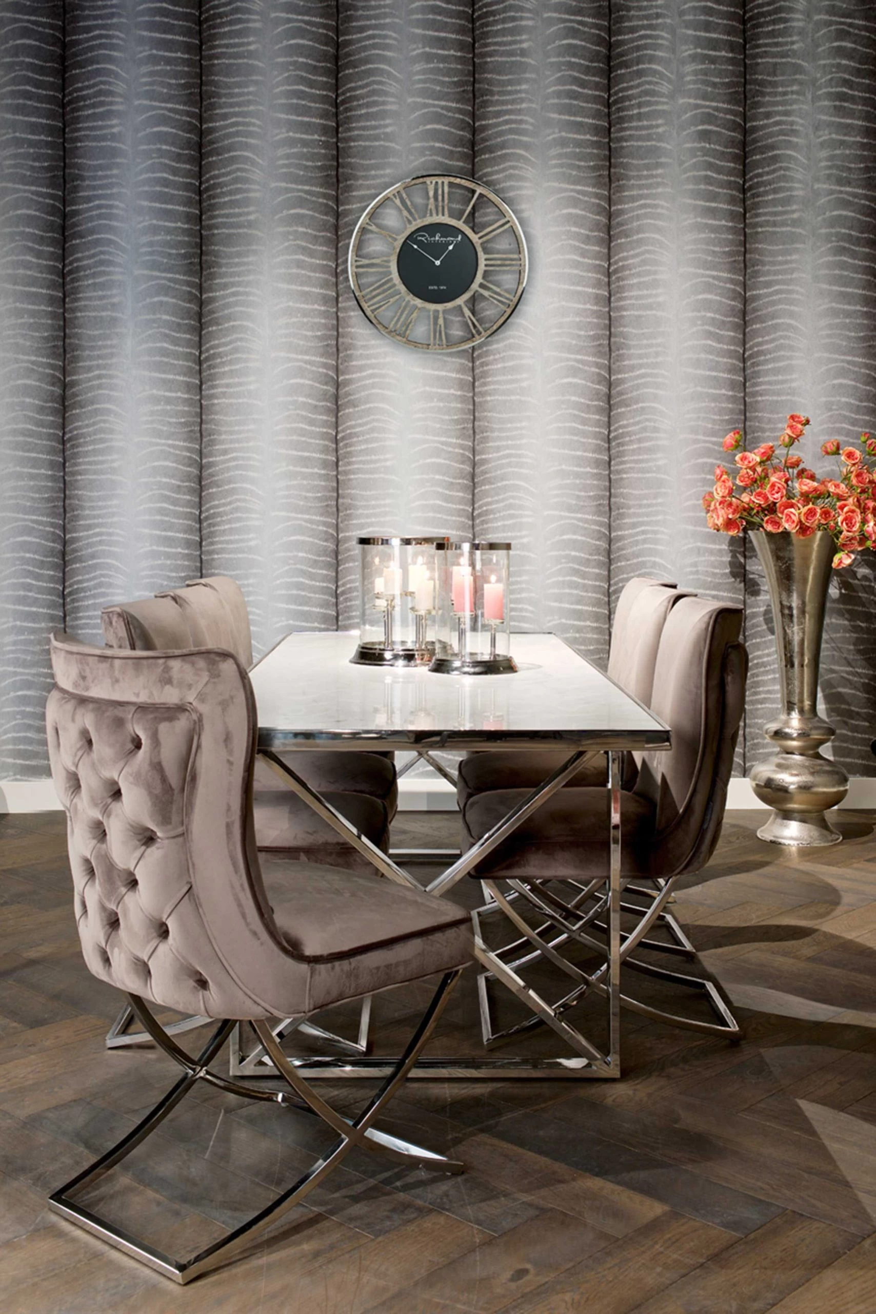 RICHMOND Table à Manger Levanto 240cm Avec Pied Croisé - Argent/blanc 4 RICHMOND Table à Manger Levanto 240cm Avec Pied Croisé - Argent/blanc – Image 4