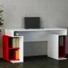 Bureau D'étude En Bois Pour L'art, épaisseur 18 Mm, Largeur 153 Cm, Blanc Et Rouge