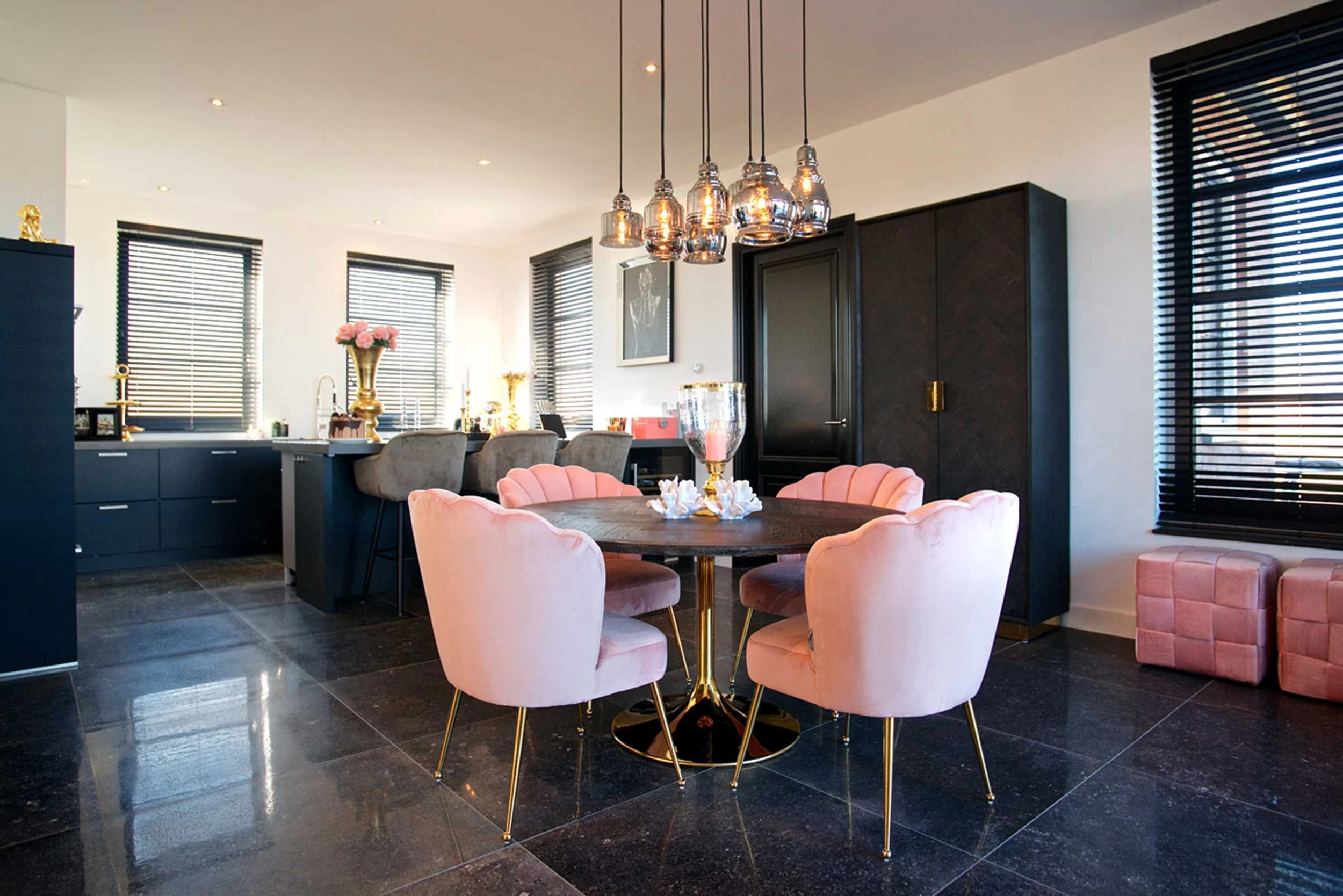 RICHMOND Chaise De Salle à Manger Chiesa Velours - Rose/or 8 RICHMOND Chaise De Salle à Manger Chiesa Velours - Rose/or – Image 8