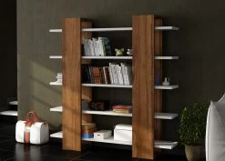 Woody Fashion Bookshelf | 100% Melamine | 120x120x19 Cm | Blanc Noyer