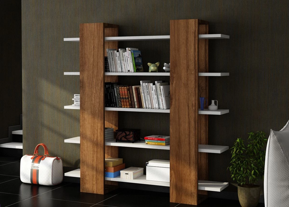 Woody Fashion Bookshelf | 100% Melamine | 120x120x19 Cm | Blanc Noyer 1 Woody Fashion Bookshelf | 100% Melamine | 120x120x19 Cm | Blanc Noyer