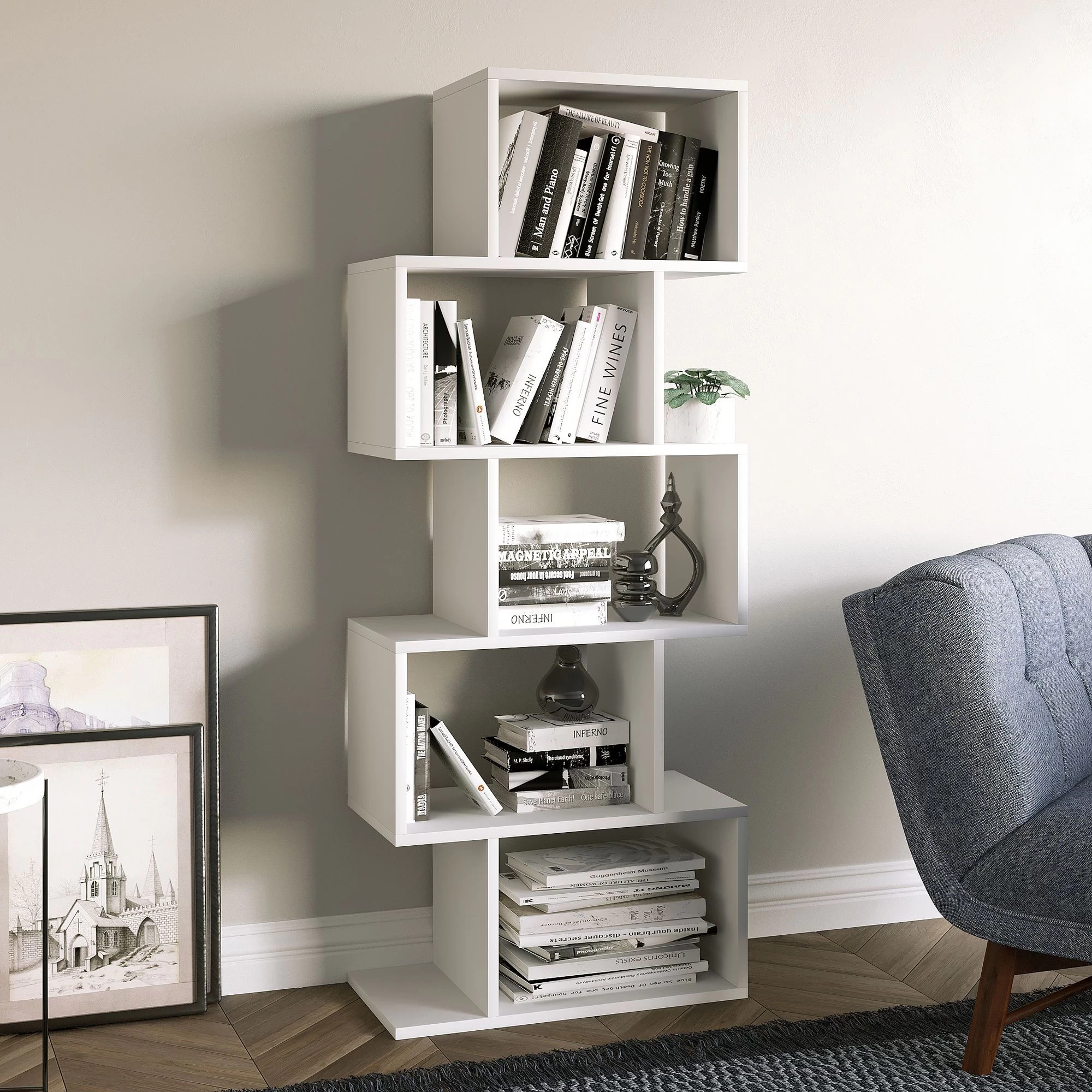 Elegance Bookshelf" | 100 % Mélaminé | Blanc 1 Elegance Bookshelf" | 100 % Mélaminé | Blanc