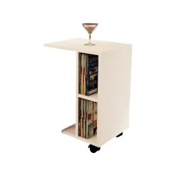 Furny Home Side Table | 18mm 100% Melamine Coated | Wheeled Legs | White -Meubles Tables Et Chaises Shop 756FRN2809 20 203 fc2d