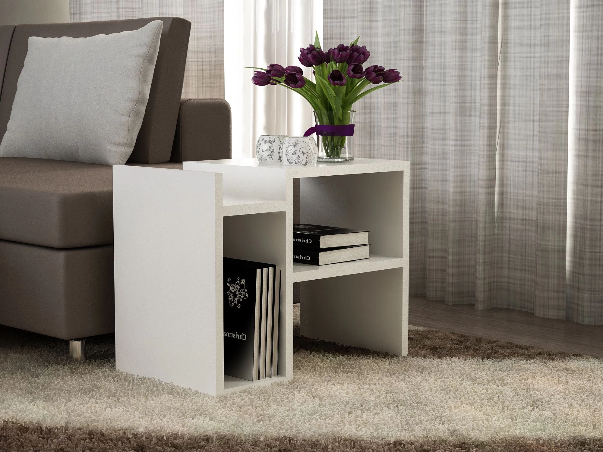 Table D'appoint Furny Home | 18mm D'épaisseur | 49" De Largeur | Blanc 1 Table D'appoint Furny Home | 18mm D'épaisseur | 49" De Largeur | Blanc