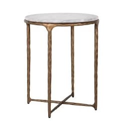 RICHMOND Table D'appoint Smiths ø50cm - Blanc/or