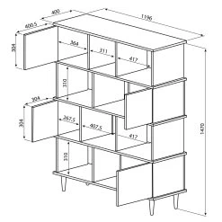 Bibliothèque Nosk 120cm à 4 Portes - Noir/chêne -Meubles Tables Et Chaises Shop 7770X8676A00 Iconic Bookcase natural oak and black 12 88ce