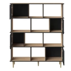 Bibliothèque Nosk 120cm à 4 Portes - Noir/chêne -Meubles Tables Et Chaises Shop 7770X8676A00 Iconic Bookcase natural oak and black 5 9f94