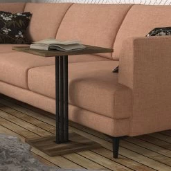 Table D'appoint Tera Home | 100% Mélamine | Epaisseur 18mm | Cadre En Métal | Largeur 44" | Noyer Noir