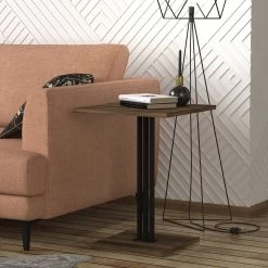 Table D'appoint Tera Home | 100% Mélamine | Epaisseur 18mm | Cadre En Métal | Largeur 44" | Noyer Noir -Meubles Tables Et Chaises Shop 804TRH2821 20 202 7439
