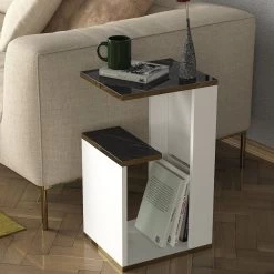 Talon Side Table" | 18mm Thick | 29" Width | White Gold Black