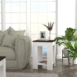 Tera Home Table D'appoint | 18mm | 40cm X 56cm | Blanc/Marron Foncé -Meubles Tables Et Chaises Shop 804TRH2845 20 202 3886