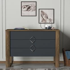 Tera Home Commode | 110cm De Largeur | 100% Mélamine | Noyer Anthracite