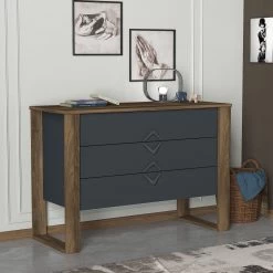 Tera Home Commode | 110cm De Largeur | 100% Mélamine | Noyer Anthracite -Meubles Tables Et Chaises Shop 804TRH3517 2 3fd0