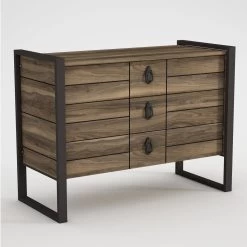 Tera Home Dresser | 18mm Melamine Coated | Metal Frame | 94" Width | Walnut Black -Meubles Tables Et Chaises Shop 804TRH3519 20 204 9437