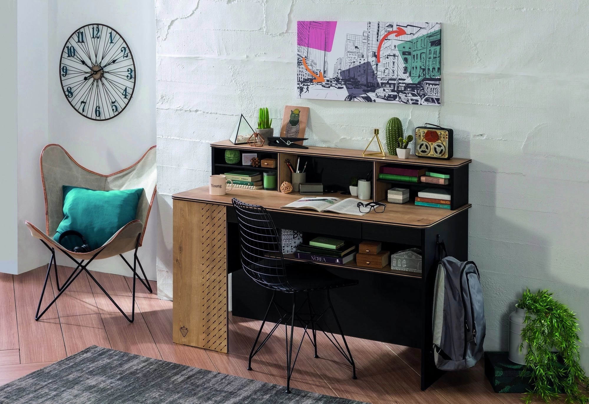 Bureau D'étude | 100% Mélaminé | 2 Tiroirs Et 2 étagères | Noir Et Multicolore 8 Bureau D'étude | 100% Mélaminé | 2 Tiroirs Et 2 étagères | Noir Et Multicolore – Image 8