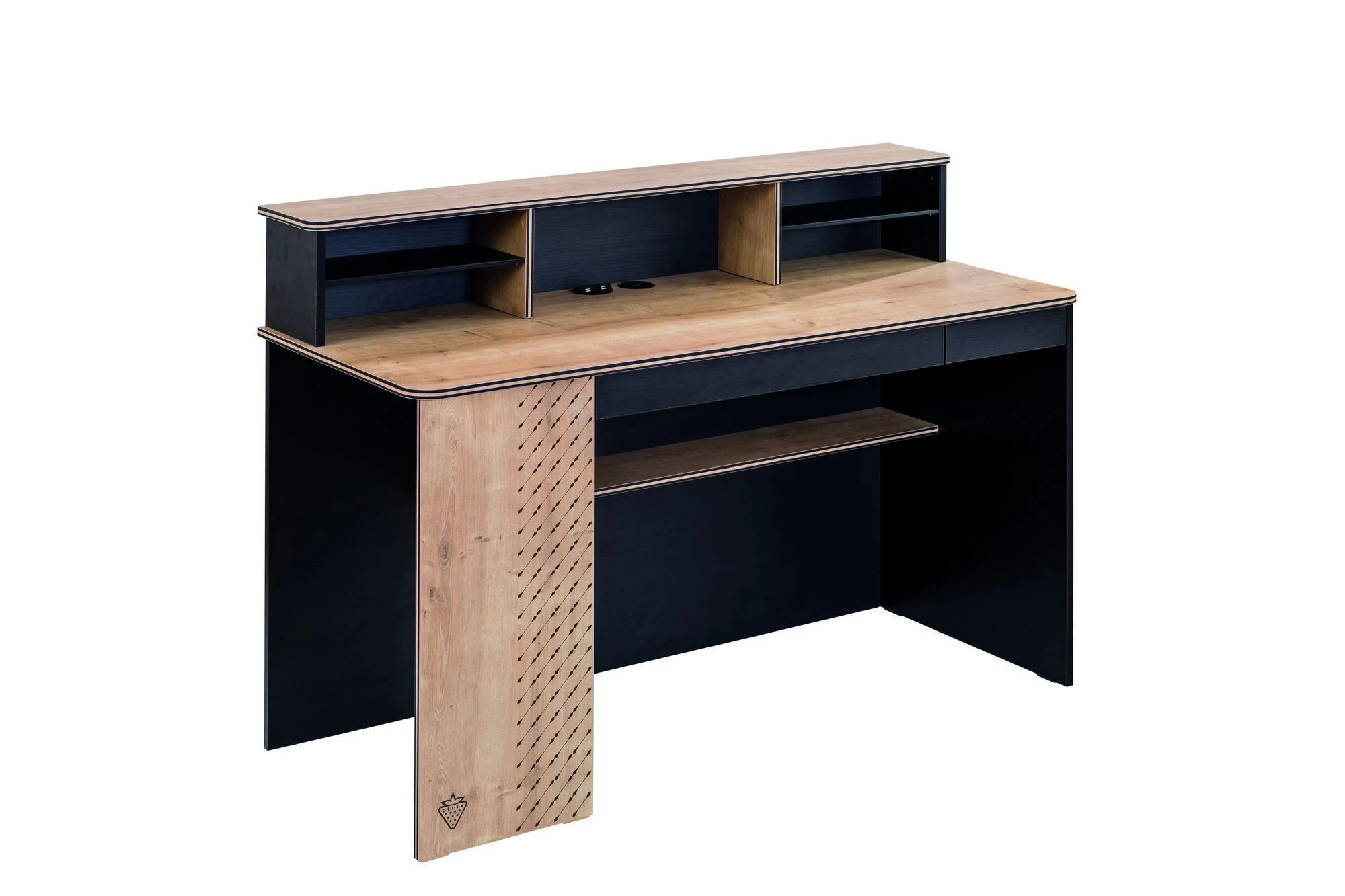Bureau D'étude | 100% Mélaminé | 2 Tiroirs Et 2 étagères | Noir Et Multicolore 5 Bureau D'étude | 100% Mélaminé | 2 Tiroirs Et 2 étagères | Noir Et Multicolore – Image 5