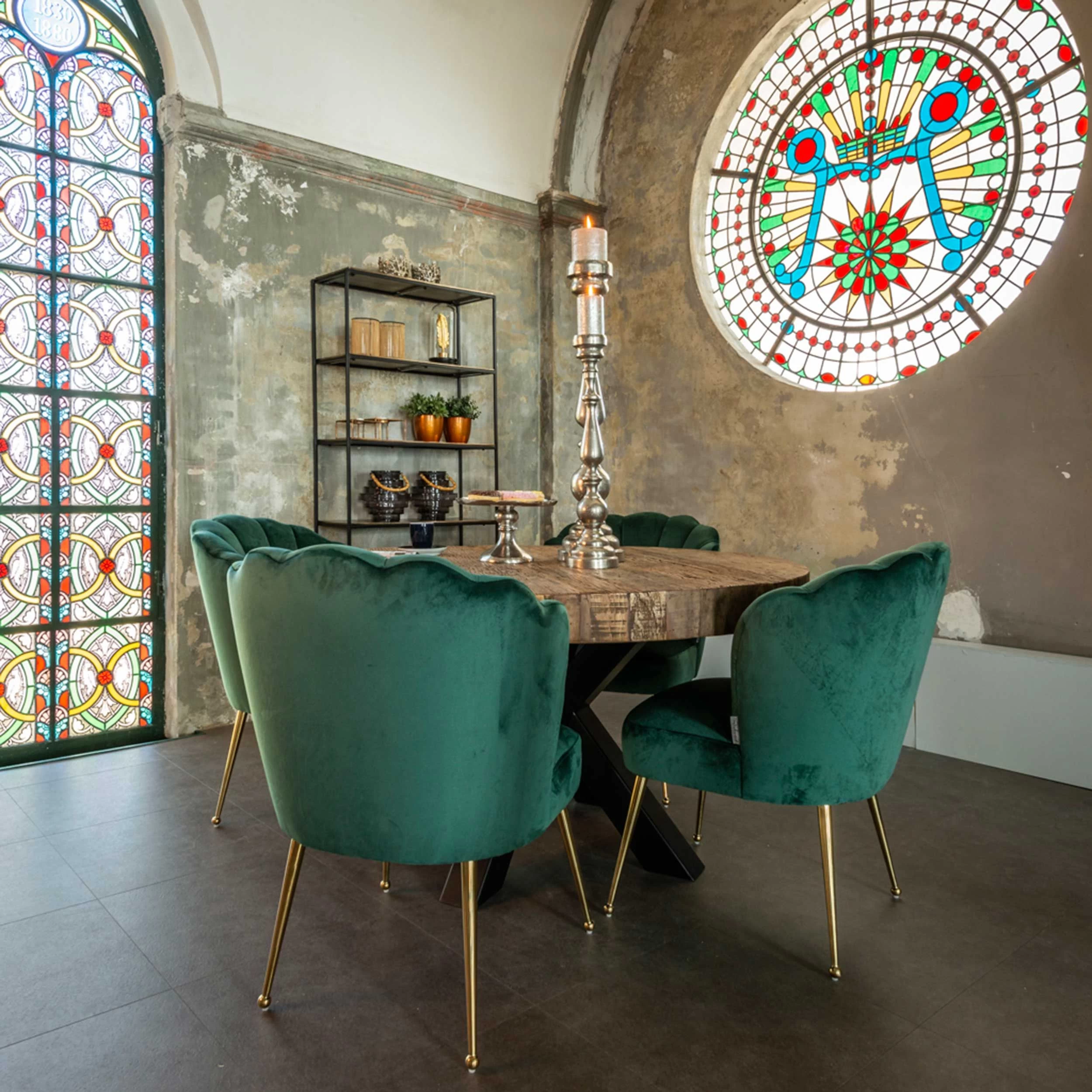 RICHMOND Chaise Chiesa Velours - Noir/or 4 RICHMOND Chaise Chiesa Velours - Noir/or – Image 4