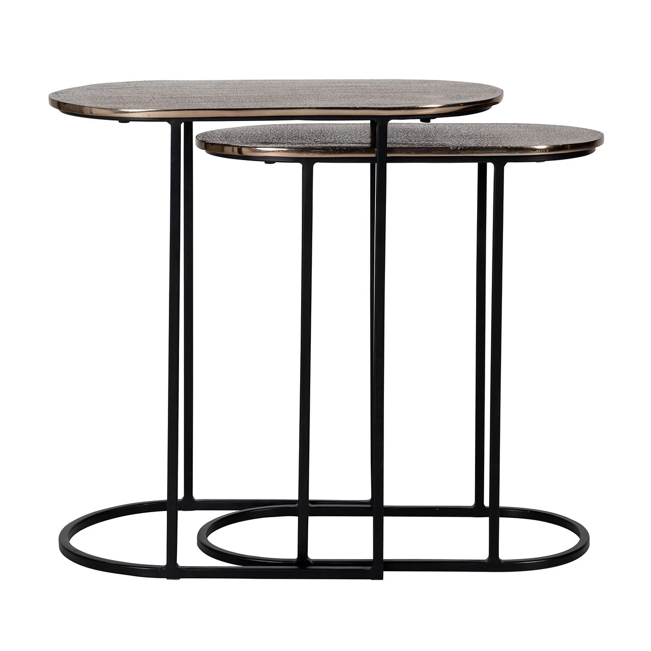 RICHMOND Lot De 2 Tables D'appoint Chandon - Or Champagne/noir 3 RICHMOND Lot De 2 Tables D'appoint Chandon - Or Champagne/noir – Image 3