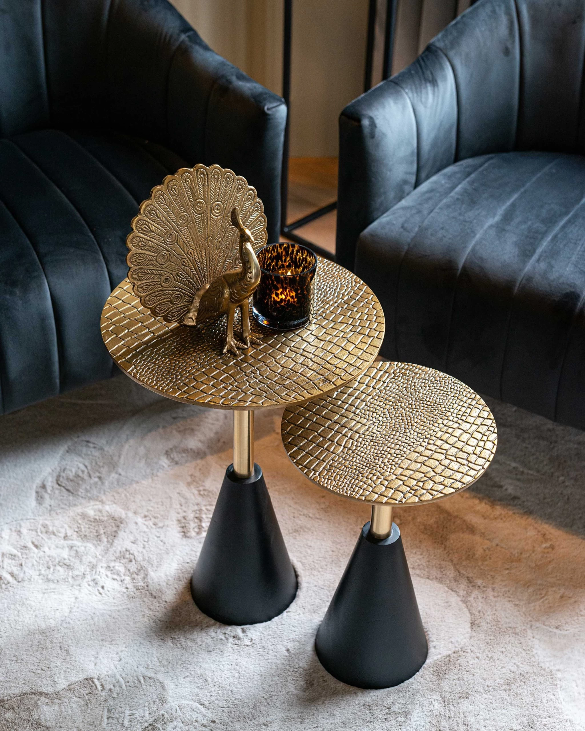 RICHMOND Table D'appoint Cabral ø30cm - Noir/or 5 RICHMOND Table D'appoint Cabral ø30cm - Noir/or – Image 5