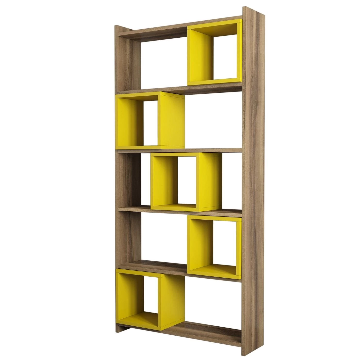 Woody Fashion Bookshelf | 170cm Height | Walnut Yellow 3 Woody Fashion Bookshelf | 170cm Height | Walnut Yellow – Image 3