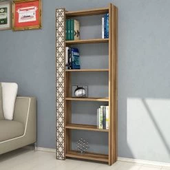 18mm Woody Fashion Bookshelf | Walnut Cream | 100% Melamine Coated | Plastic Legs
