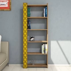 Woody Fashion Bookshelf | Mélamine 18mm | CNC Relief | Walnut Yellow 6 Woody Fashion Bookshelf | Mélamine 18mm | CNC Relief | Walnut Yellow -Meubles Tables Et Chaises Shop 845HCT3610 20 202 38ae