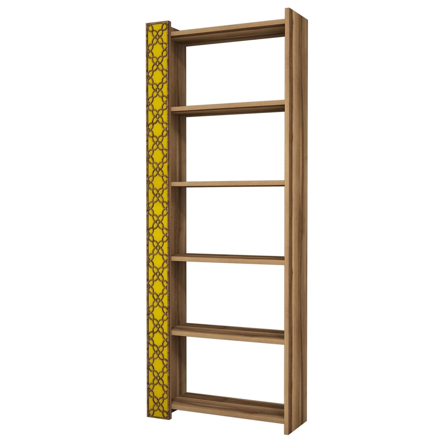 Woody Fashion Bookshelf | Mélamine 18mm | CNC Relief | Walnut Yellow 4 Woody Fashion Bookshelf | Mélamine 18mm | CNC Relief | Walnut Yellow – Image 4