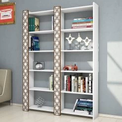 Bibliothèque Blanche à La Mode Avec Revêtement En Mélamine