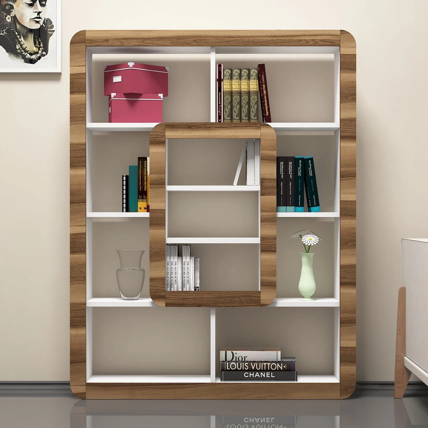 Woody Fashion Bookshelf | 18mm Thick | White Walnut | 108cm Width 3 Woody Fashion Bookshelf | 18mm Thick | White Walnut | 108cm Width – Image 3
